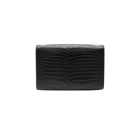 YSL Saint Laurent Calfskin Crocodile Embossed Kate Tassel Bag In Black - Picture 2 of 5